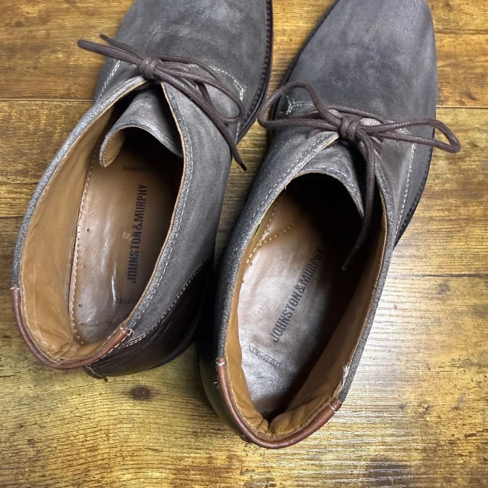 Johnston & Murphy 25-3019 Grey Suede Leather Chukka Desert Boots Mens 11.5M